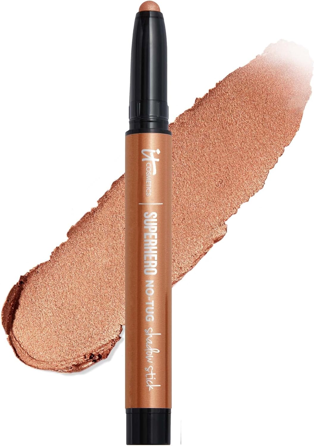 IT Cosmetics Superhero No-Tug Waterproof Eyeshadow Stick, Bionic Bronze – Metallic Bronze – Longwear, Blendable Cream Eyeshadow with Built-in Primer, Suitable for Sensitive Eyes