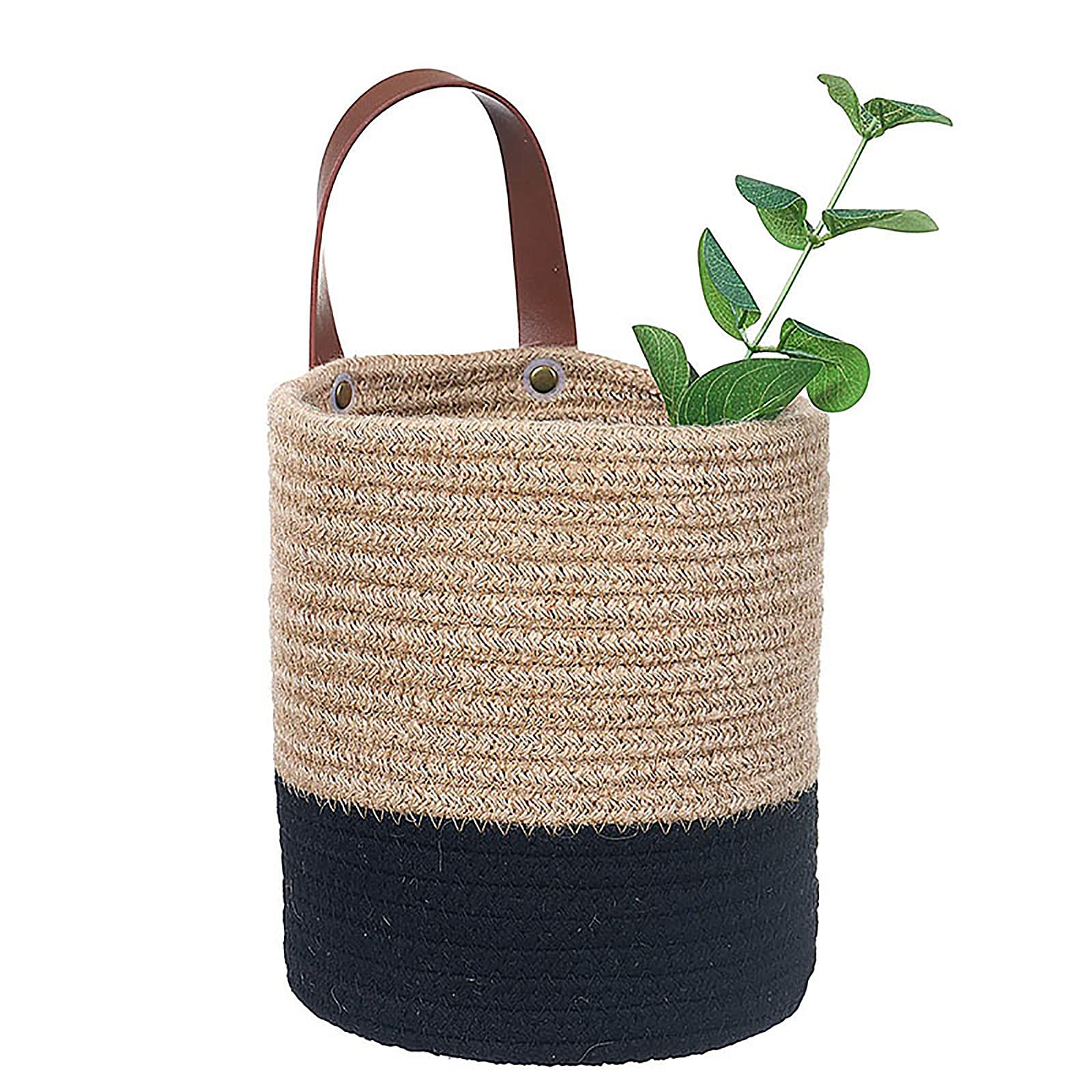 Julyue 2pack Small Hanging Basket,Cotton Rope Wall Basket with Handle,Wall Hanging Storage BasketsOrganizer,Wall Rope Baskets,Shelf Basket Organizer for Plants, Towels ,Toys