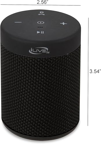 Miniatura 3 de iLive Electronics Altavoz inalámbrico de tela impermeable, 2.56 x 2.56 x 3.4 pulgadas, batería recargable incorporada, negro (ISBW108B)