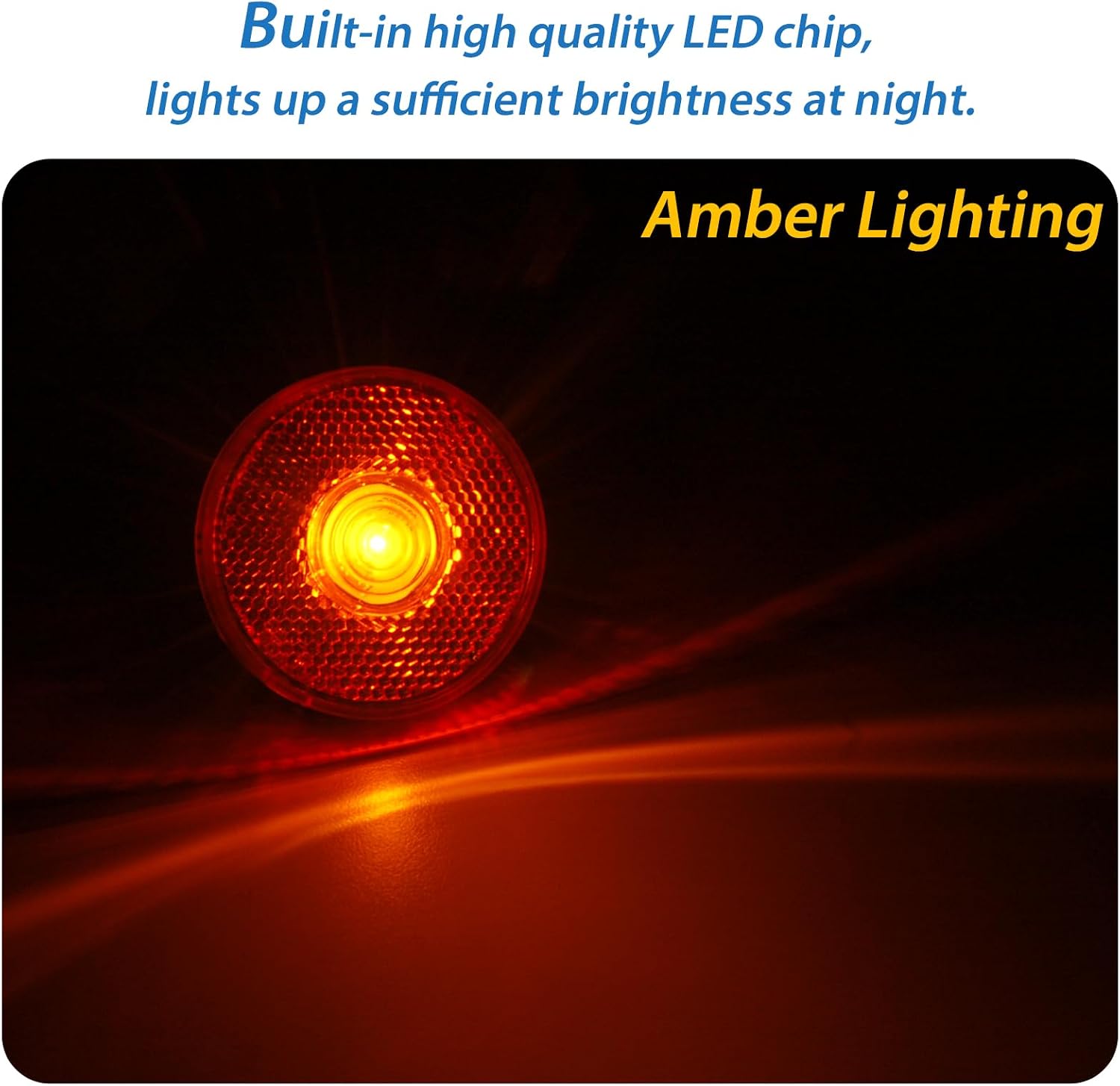 Trailer LED Side Marker Lights 12V DC 2.5inch Round Signal Clearance Light for Automotive RV Trailer Truck Indicator Front Rear Side, Amber Lighting, Pack of 2