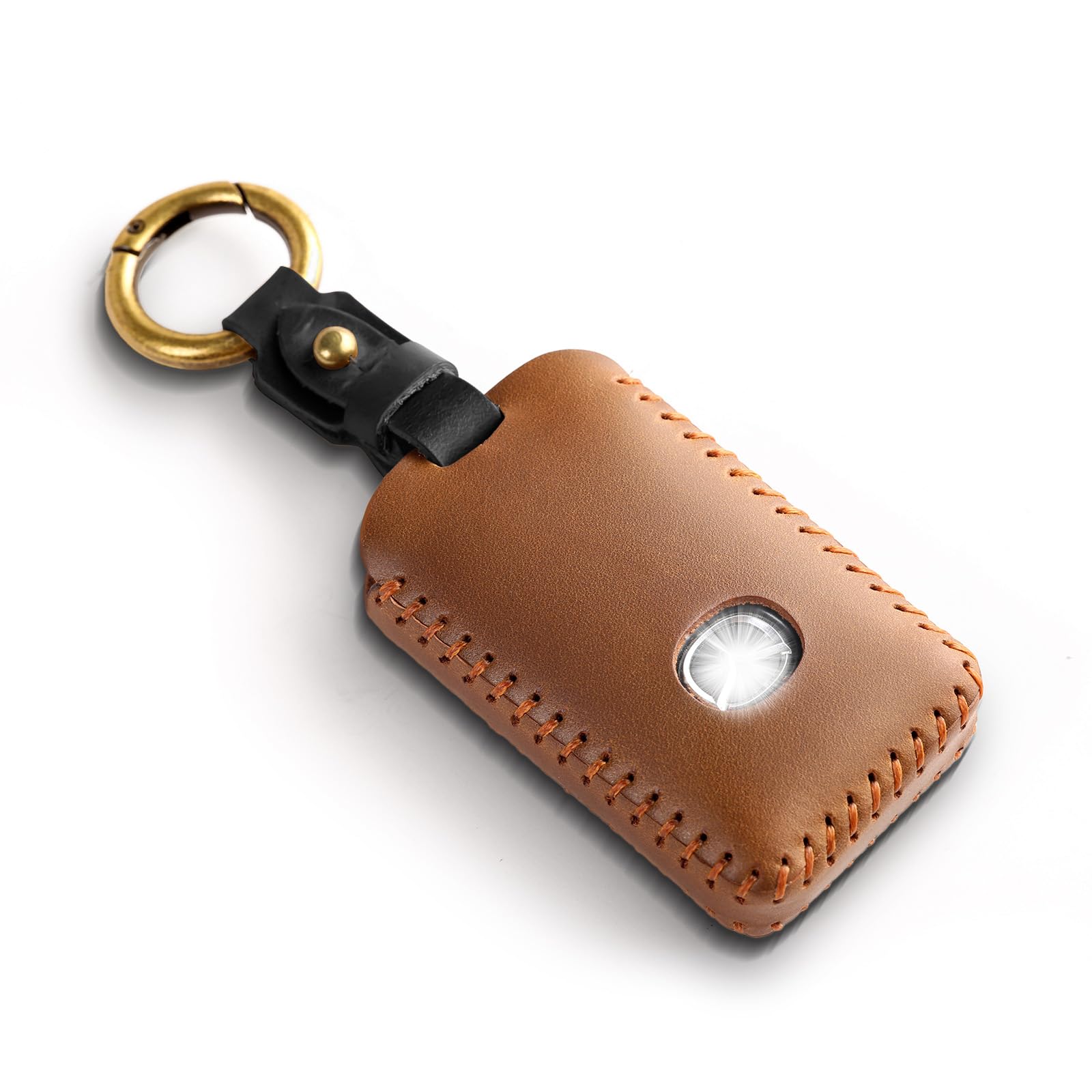 OFFCURVE Genuine Leather Car Key Cover with Gift Box, Key Fob Protector and Case with Keychain for Mazda 3/5/6, CX-3/4/5/7/8/9/10/12/30/50, MX-5 Miata
