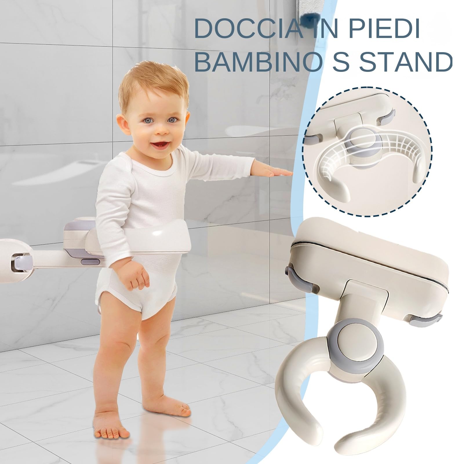 Supporto per Bagnetto del Neonato in Piedi Supporto Doccia Montato A Parete | di Sostegno Pieghevoli per Vasca da Bagno di Bambini Piccoli per Ragazzi Ragazze e