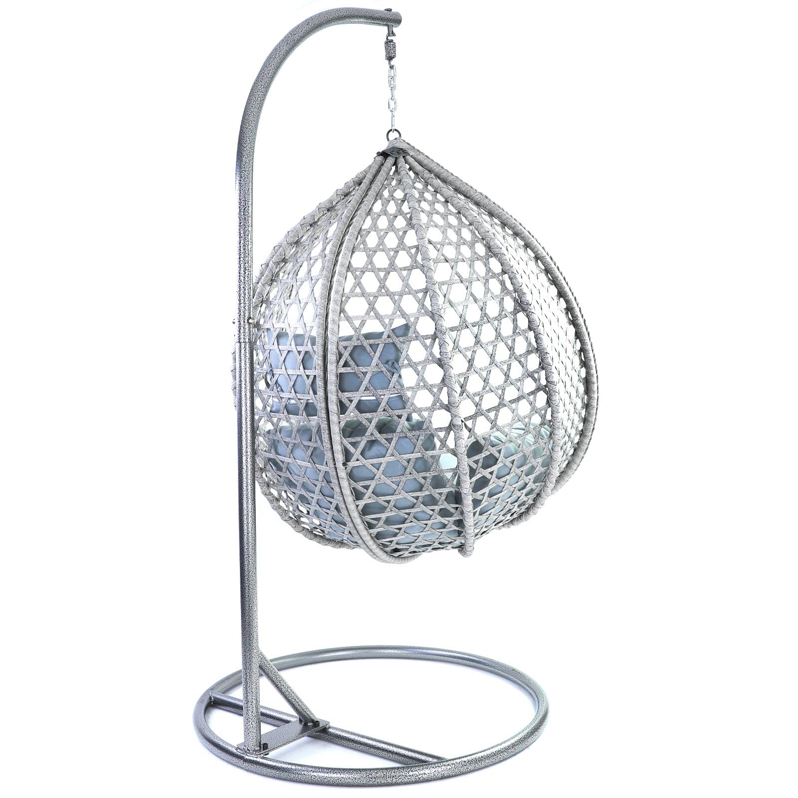 Luxus Hängesessel Style XXL Korb Gestell Grau mit Relaxkissen Hell Grau