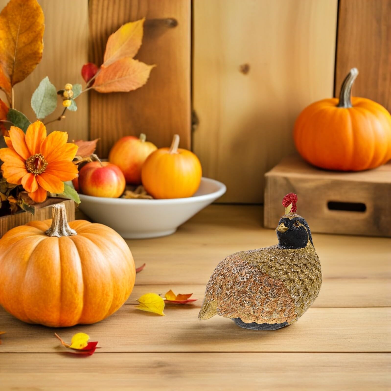 Angoily Thanksgiving Truthahn Dekoration aus Kunstharz Realistische Herbst Tischfigur Klein mit Glitzereffekt Wiederverwendbar für Erntedankfest und Herbstdeko