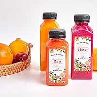 Vista 7 de 24 botellas de jugo de plástico vacías de 8 onzas con tapas Botella de bebida vacía reutilizable recipientes transparentes a granel para jugos