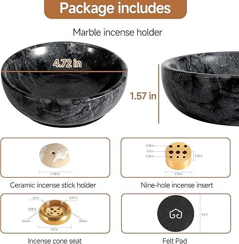 Miniatura 2 de SHICANGSHIYE Soporte para incienso de mármol natural, atrapasaminos, soporte perfecto para entusiastas de la meditación y el yoga, cuenco de