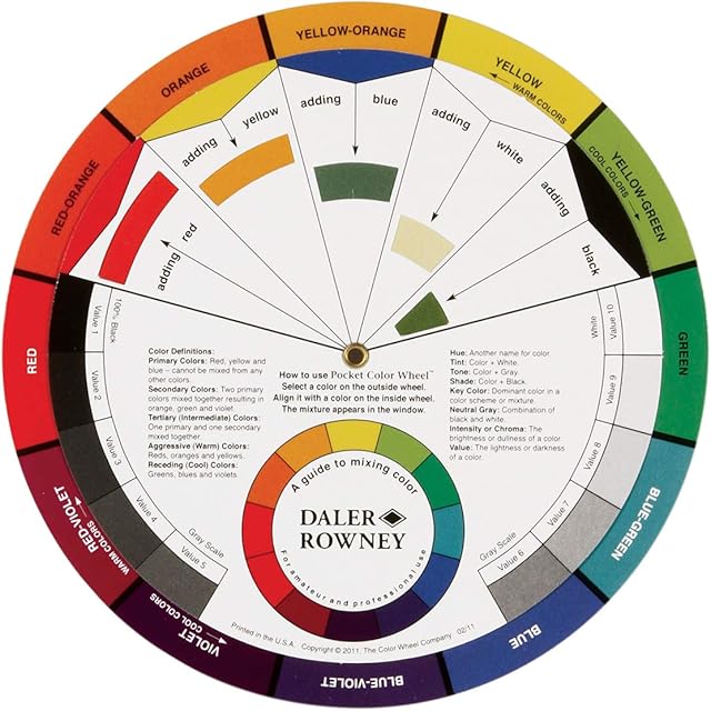Daler-Rowney Artists' Colour Mixing Wheel Guide, 5.12in - 13cm, Ideal for Professional Artists, Students & Hobbyists
