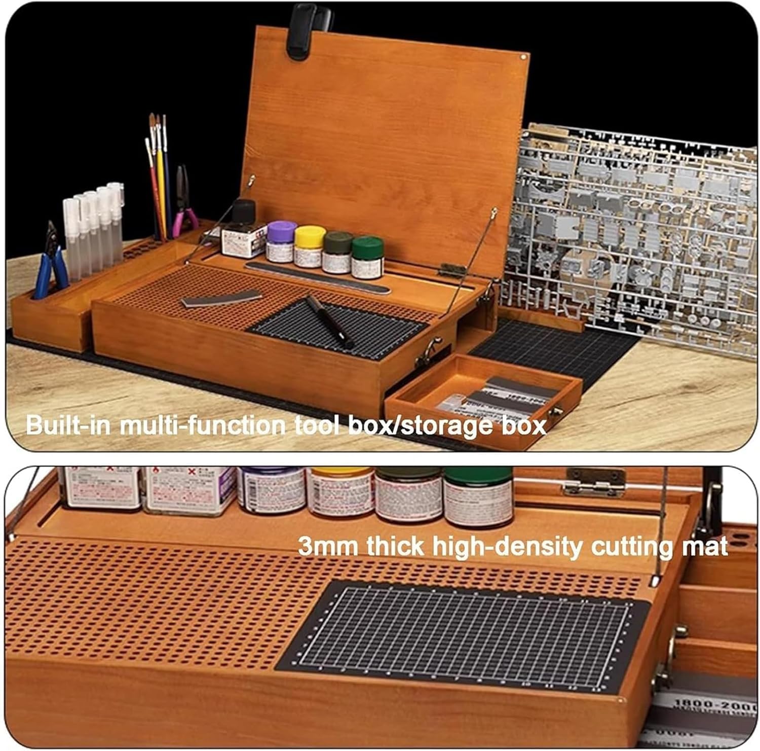 Model Kit Tools Organizer Stand, Portable Model Making Workbench, for Model Making, Workbench with Light Work Station for Coloring, Craft,Polishing High-Precision Work