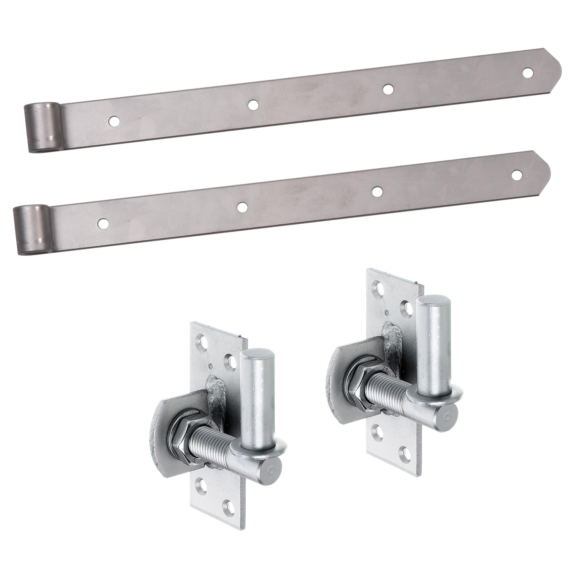 siwitec Ladenband 400 mm, 2er-Set mit Kloben, höhenverstellbarer Dorn, Ø16 mm, Edelstahl, gerade/abgerund., Türband, Tür Scharnier Set, Torband für Gartentore