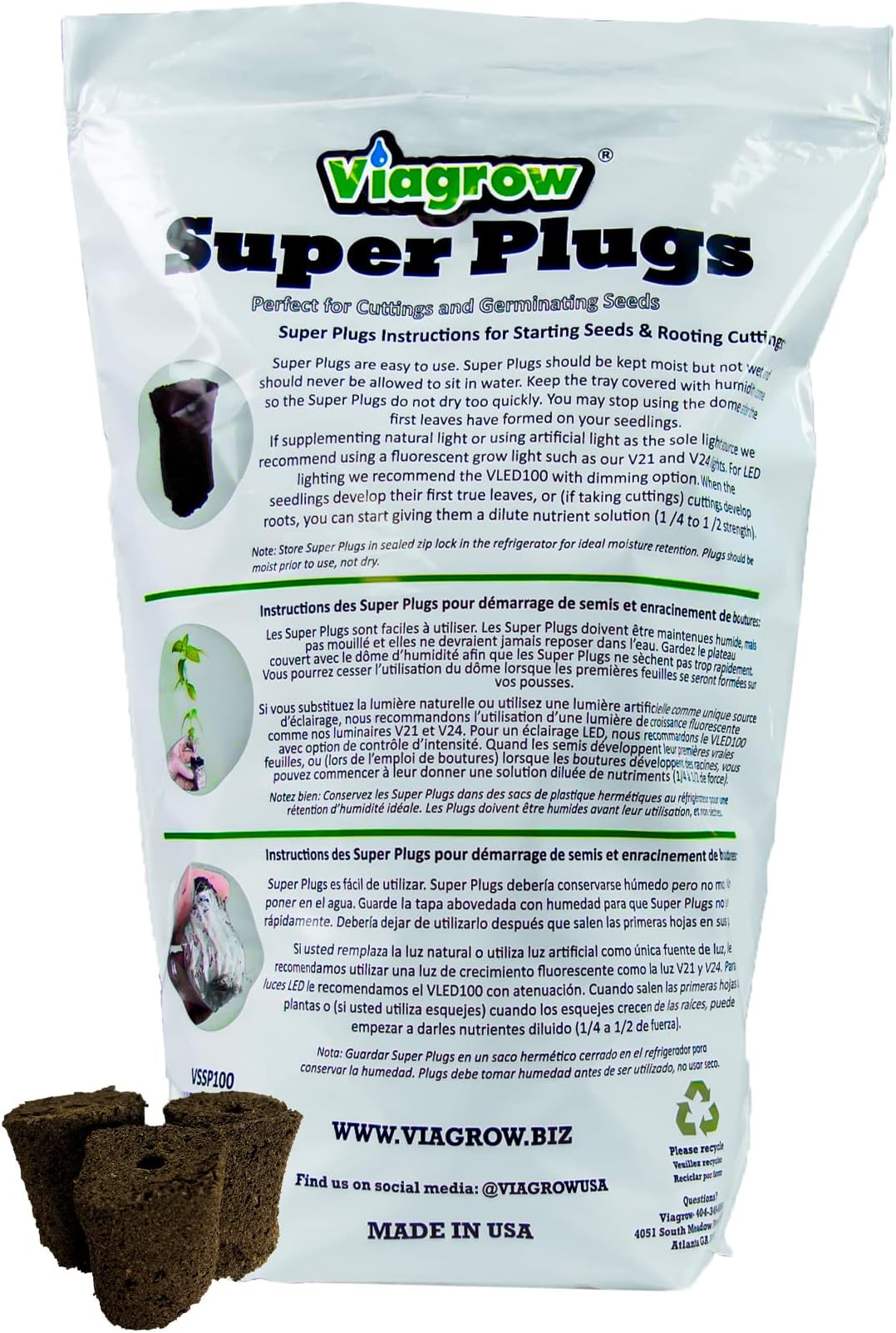 Viagrow Super Plugs, 100 Natural Seed Starter Plugs