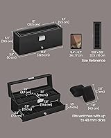 Vista 61 de SONGMICS Caja de reloj, organizador de 20 ranuras para reloj con tapa de vidrio grande, almohadas extraíbles, cerradura de metal, regalo para seres