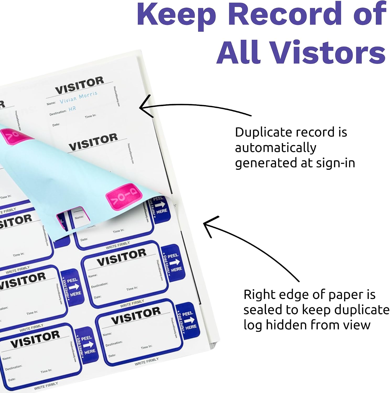 Threshold Tab-Expiring Visitor Badge Sign-in Book (500 Badges) | Name Tag Stickers | Hospital, Office & Secretary Supplies | School Visitor Passes | Visiting Tag for Hospital | Expiring Badges