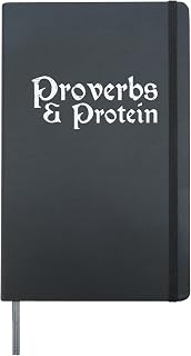 Gym Proverbs And Protein Workout Fitness Christian Men Women Hardcover Journal, Black