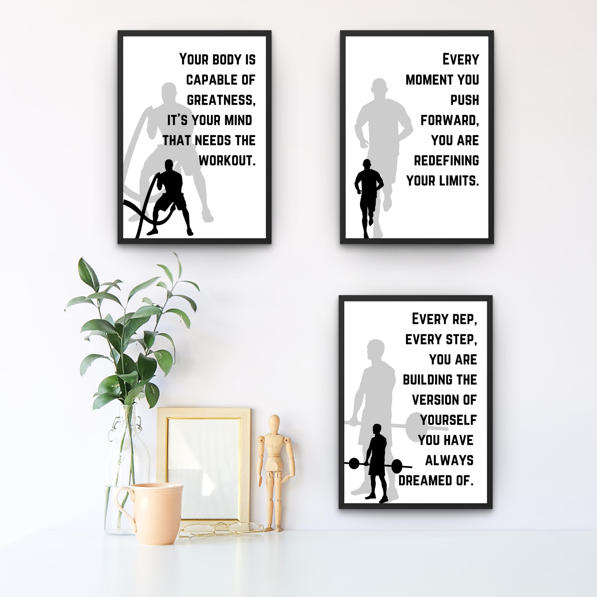 Whimzy Wish Fitness Motivation Quotes Wall Frames for Men, Set of 3 (12.6 inch by 9.25 inch each) for gym, yoga and exercise room-image-29