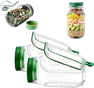 1/2/3 Pack Salad Pod - 34oz (1000ml) Side Opening Jar, Leakproof Contain...