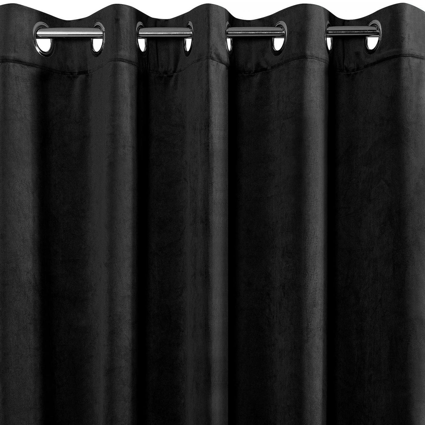 Eurofirany Villa Cortina Opaca Terciopelo con Ojales-1 Unidad, Panel, Suave, Clásico, Elegante, Salón, Dormitorio, Gruesa 290 g/m², Poliéster, Negro, 140x250 cm