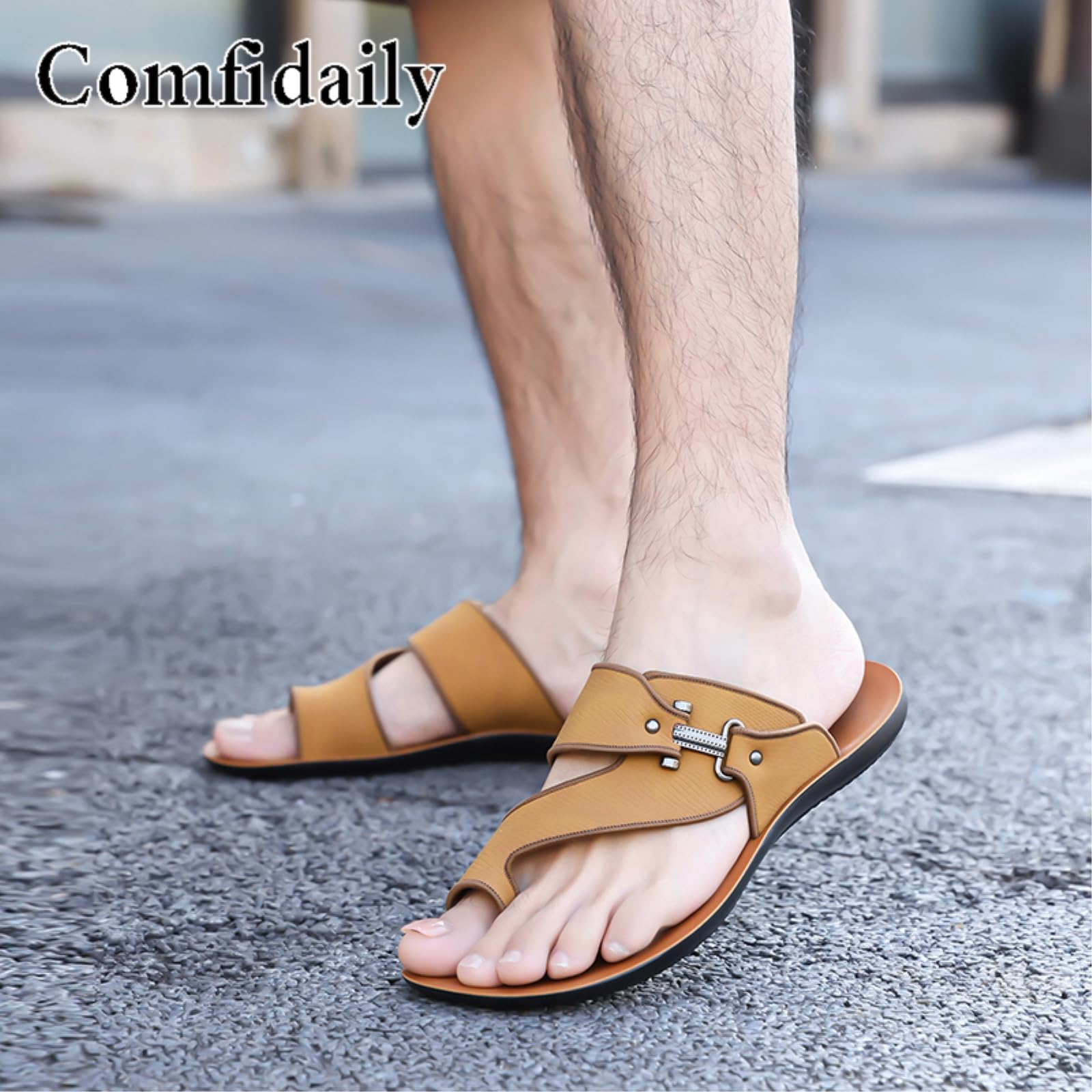 Reef Flip Flop Herren Männer Metallschnalle Pu Flip-flops, Flache Eva Einlegesohle Gummi Rutschschutzsandalen Für Den Sommer Strand Im Freien Täglichen Wear