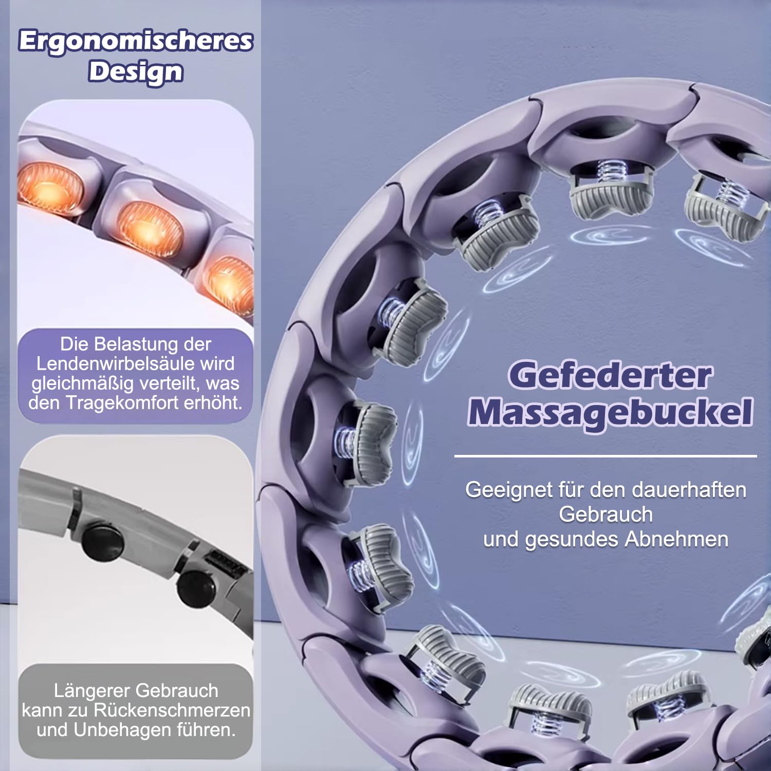Hula Hoop mit Gewicht Kugel mit Zähler,15 Knoten Umfang (70-93cm),Smart Hula Hoop Reifen Erwachsene,Einstellbar Infinity Hoop für Das Fitnesstraining