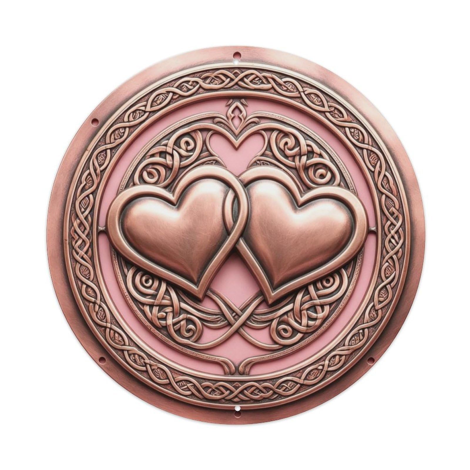Interlocking Hearts Scrollwork Metal Tin Sign Plaque