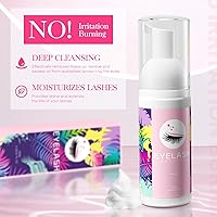 Vista 3 de Champú de pestañas para extensiones de pestañas, 2.0 fl oz, limpiador de extensiones de pestañas, kit de limpieza de champú con cepillo de champú