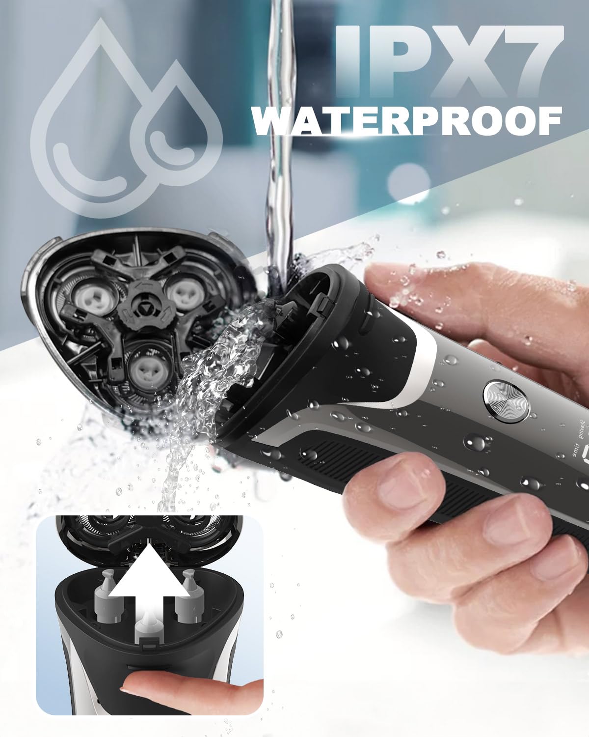 Rasoio elettrico da uomo, professionale Wet & Dry Rasoi rotativi elettrici per gli uomini USB Ricaricabile IPX7 Impermeabile con Pop-up Trimmer Cordless Uomo 4D Rotary Electric Razor