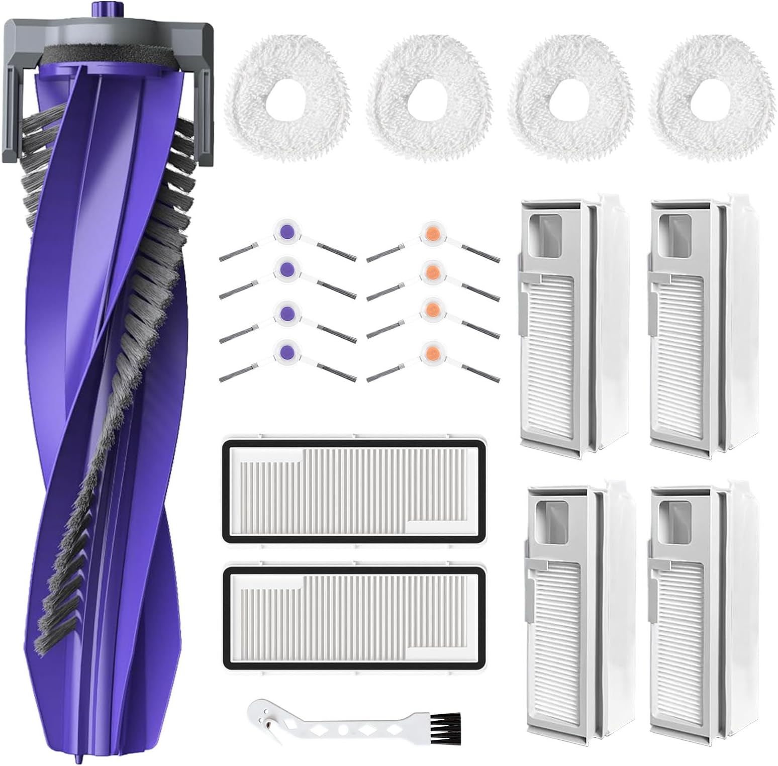 Accessories Replacement Compatible with Narwal Freo X Ultra Robot Vacuum,1 Main Brush,2 Hepa Filters,4 Mop Pads,4 Dust Bags,8 Side Brushes