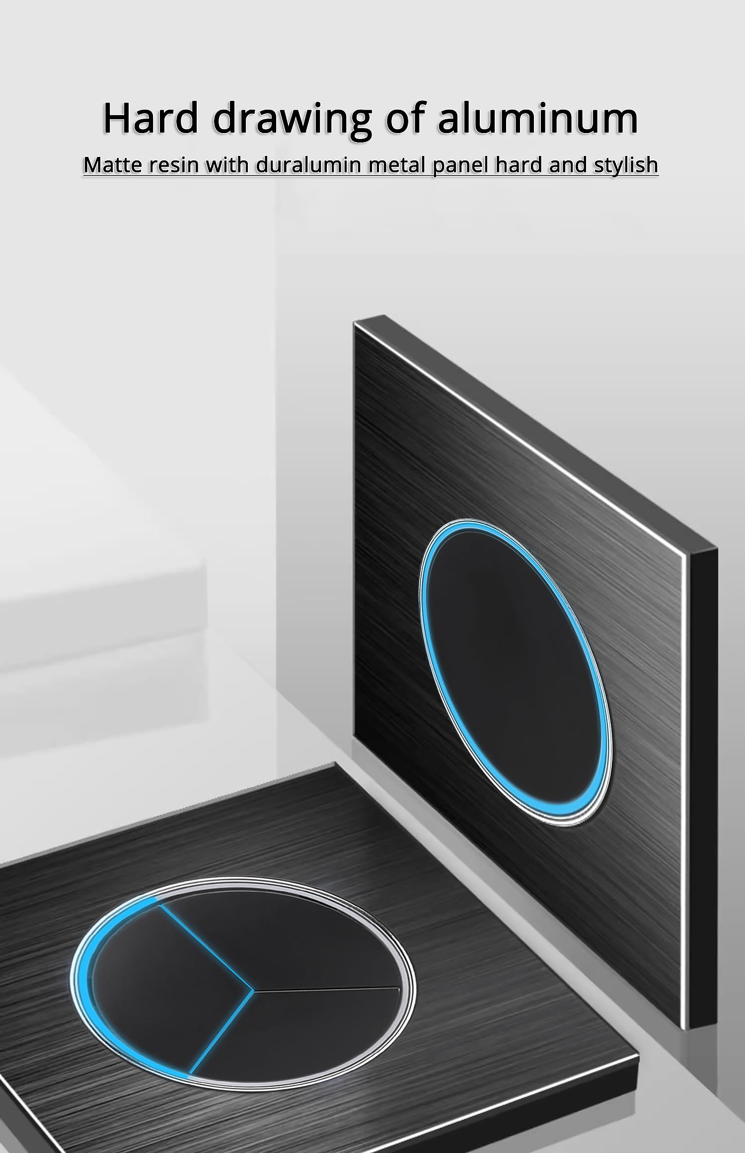Circle 1/2/3/4 gang 2 way Push Button Wall Light Switch Glass Step Light LED Indicator (black aluminum 3 gang 2 way) - Image 4