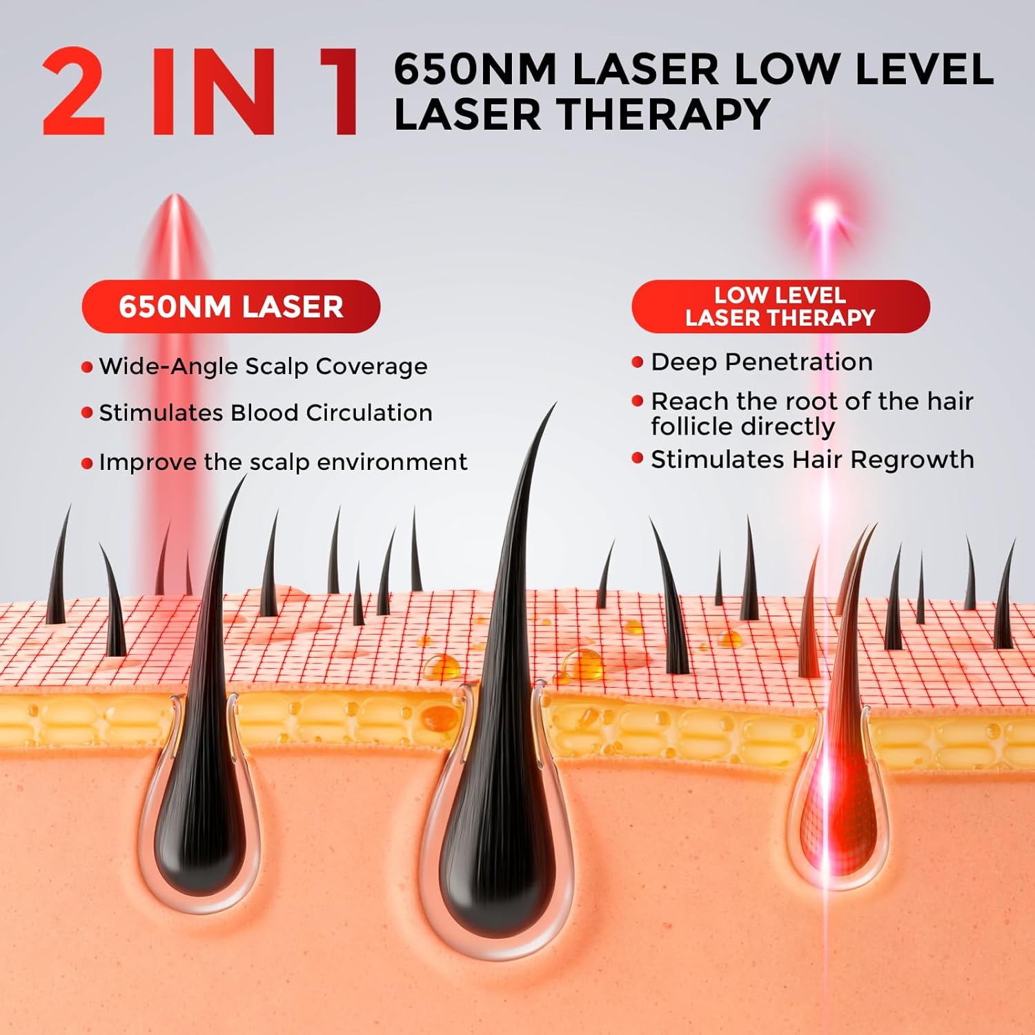 Red Light Therapy for Hair Growth Laser Cap - FDA Cleared Laser Therapy Device - Promotes Hair Regrowth Alopecia Treatment for Men & Women - Image 2