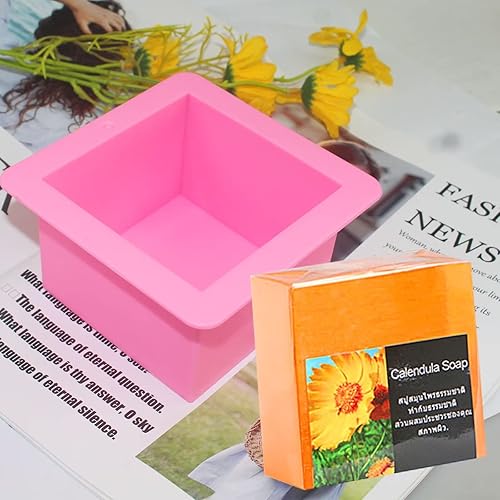 Miniatura 5 de 2 piezas de cubo grande cuadrado molde de silicona para hacer jabón, molde de silicona antiadherente cuadrado para hornear, 16.9 fl oz..