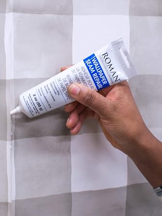Roman Seam Repair Adhesive - Sealer for Wallpaper Tears and Loose or Overlapping Edges - White, 3 Ounce Tube with Applicator Nozzle