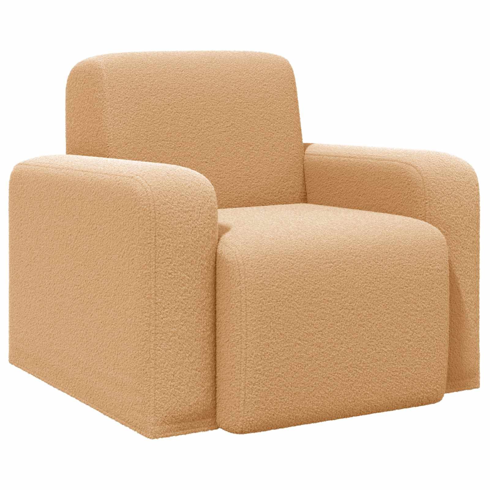 Homgoday Sessel Beige Bouclé, Moderner Bouclé Sessel mit Sperrholzrahmen, Schaumstoffpolsterung, Breite Armlehnen, Wohnzimmer Schlafzimmer, 88x90x77 cm, 110 kg Belastbar 42042453