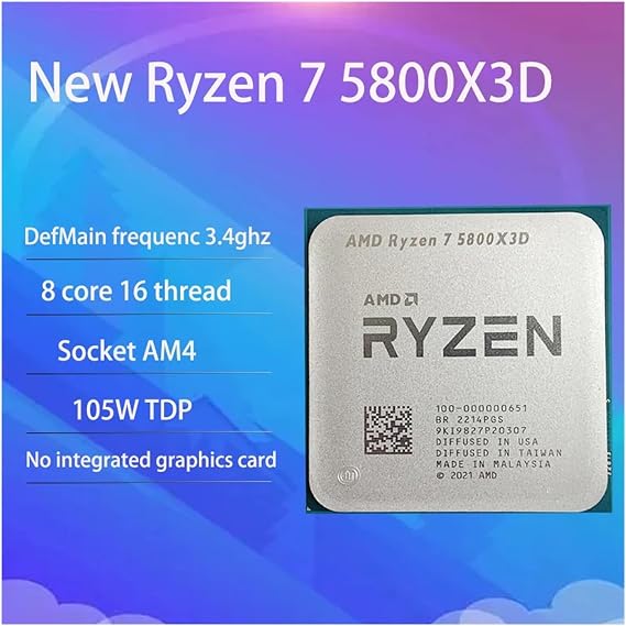 FidemM AMD Ryzen 7 5800X3D R7 5800X3D 3.4 GHz 8-Core 16-Thread CPU Processor 7NM L396M 100-000000651 Socket AM4 R7 5800x3d