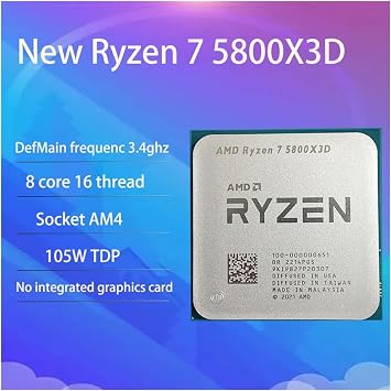 FidemM AMD Ryzen 7 5800X3D R7 5800X3D 3.4 GHz 8-Core 16-Thread CPU Processor 7NM L396M 100-000000651 Socket AM4 R7 5800x3d