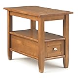 SIMPLIHOME Warm Shaker End Table - 14 inch Wide Solid Wood Narrow Side Table in Light Golden Brown, Transitional Accent Table for Living Room or Bedroom with Drawer, Open Shelf and Square Tapered Legs