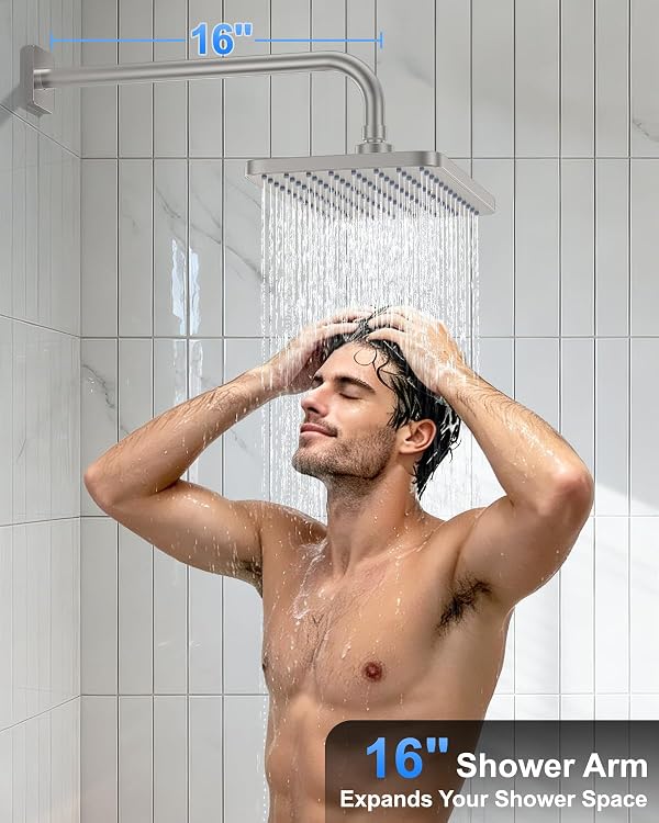 Brushed Nickel Rainfall Shower System with Filtered Handheld Sprayer by KOJOX - Used condition - Image 4