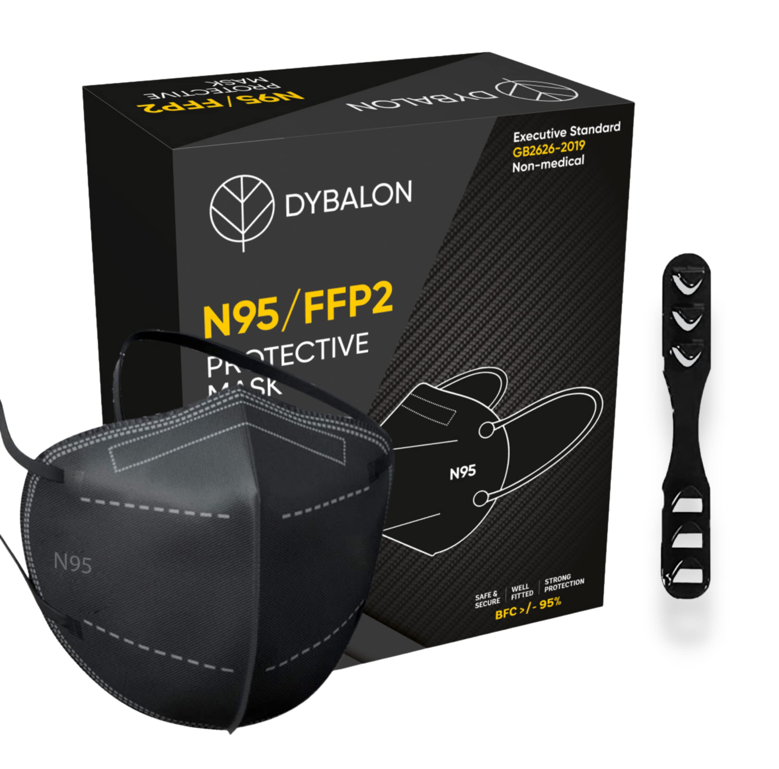DYBALON N95 Mask for Men & Women - Approved by Bureau of Indian Standards and ISO Standards (With Head Mask Extender) (Black) (Pack of 30) (B09SY229BJ) Amazon Price History, Amazon Price Tracker