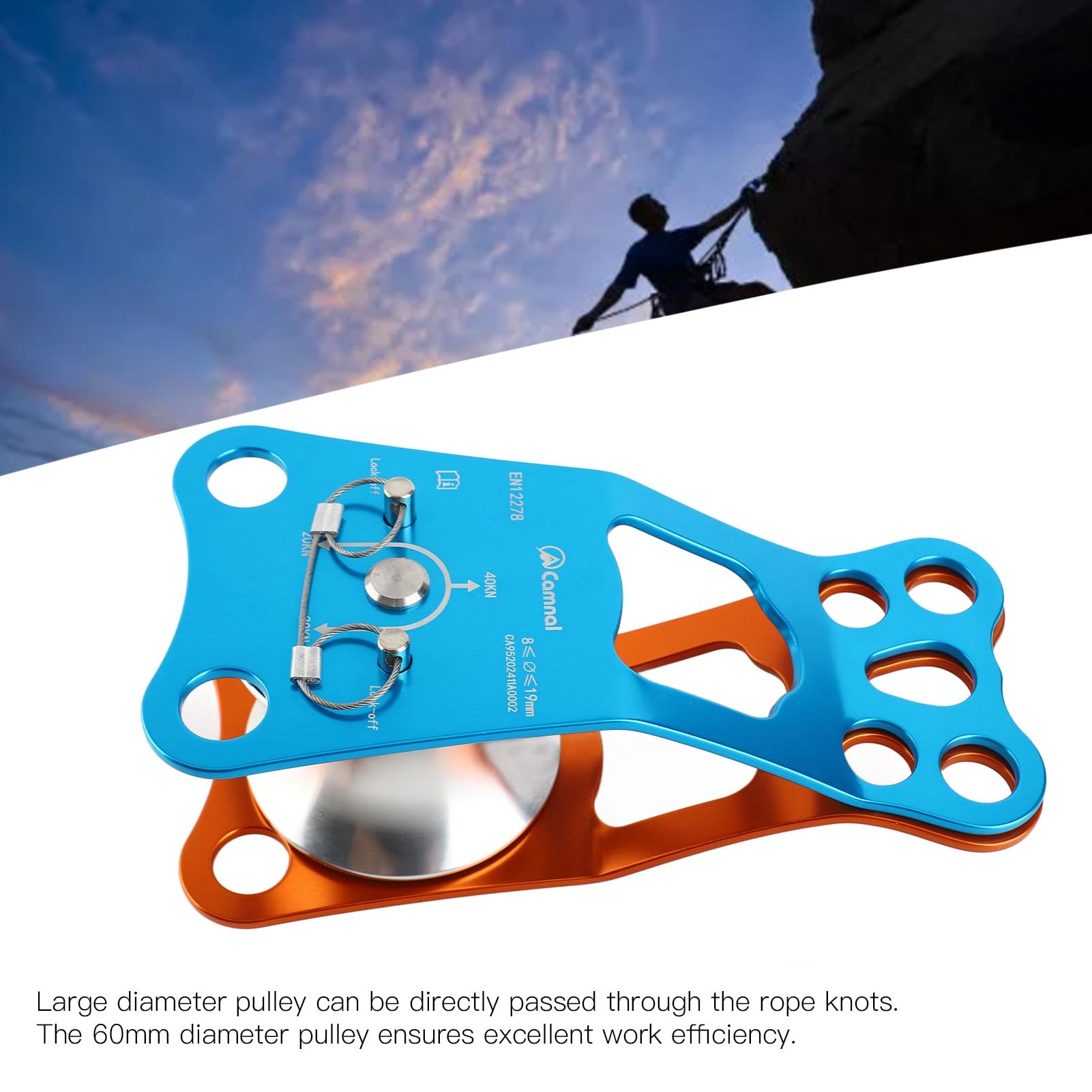 Polea de Escalada en Roca de 60 Mm, Polea de una Sola Resistente de 40 KN con Rodamientos de Bolas Sellados y Aluminio de Aviación 7075, para Trabajos a Gran Altitud,