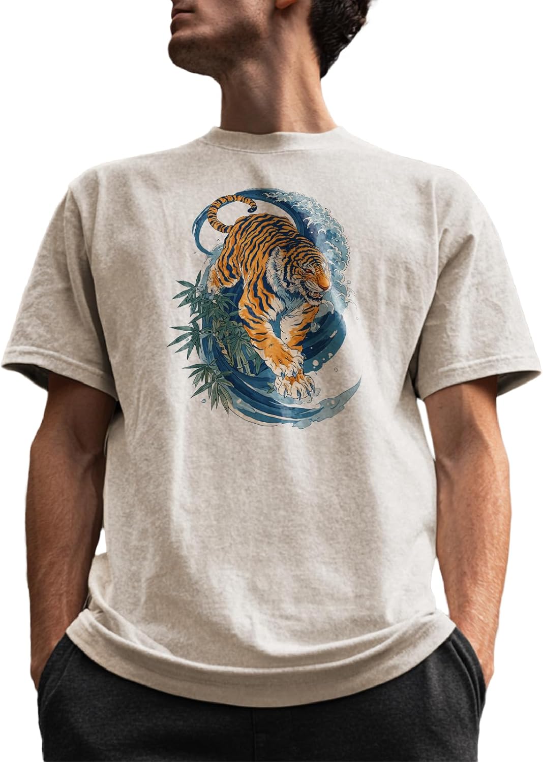 domirica Street Graphic Shirts for Men Solid 100% Cotton Acid Washed Mens Oversized Summer Gym Apparel