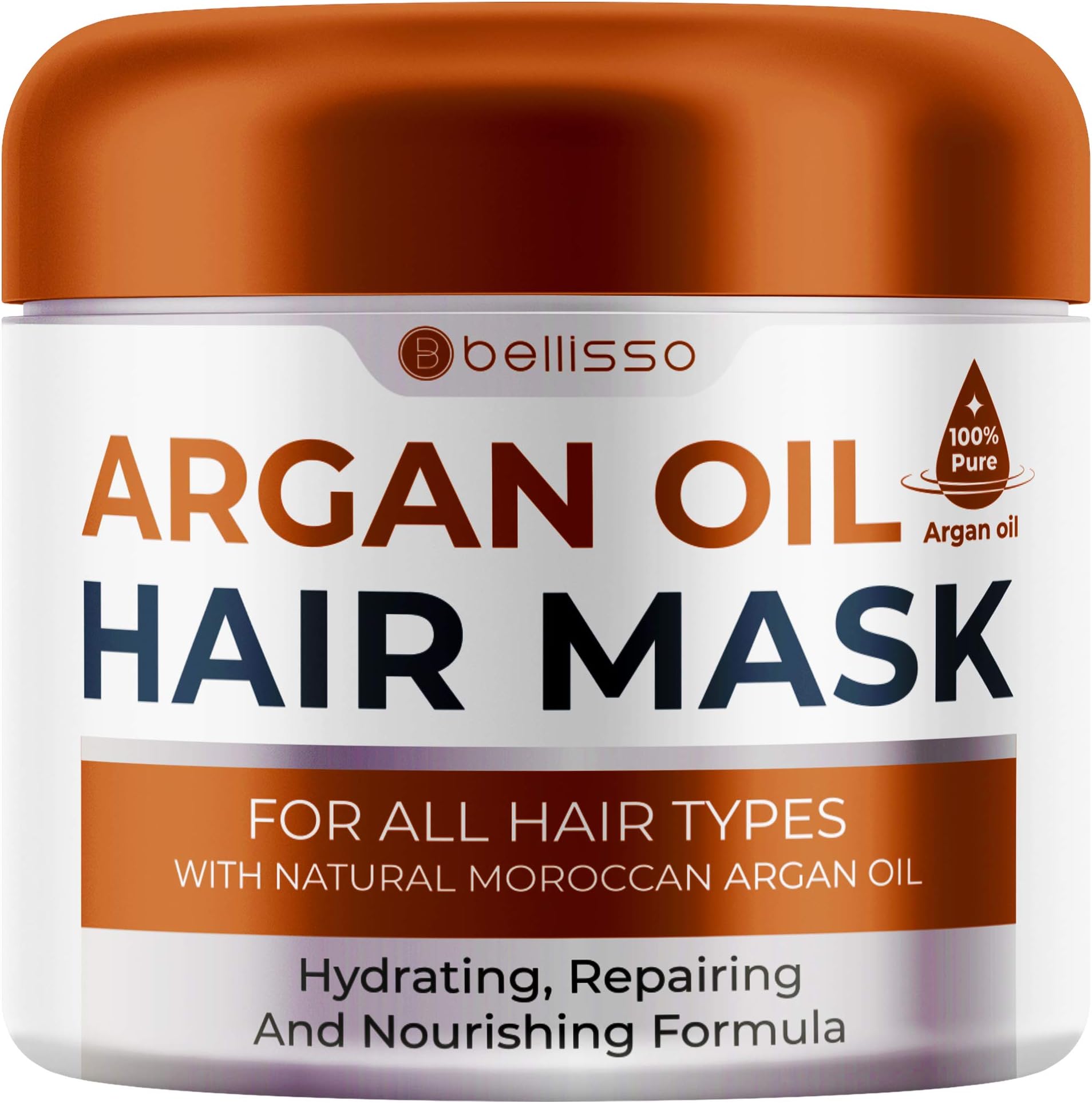 Moroccan Argan Oil Mask - Deep Conditioning Moisturizer for Dry, Extremely Damaged Hair - Hydrating Repair Treatment for Split Ends - With Collagen and Keratin for Curly, Frizzy and Color Treated Hair
