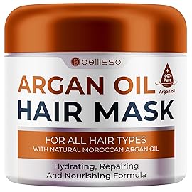 Moroccan Argan Oil Mask - Deep Conditioning Moisturizer for Dry, Extremely Damaged Hair - Hydrating Repair Treatment for Split Ends - With Collagen and Keratin for Curly, Frizzy and Color Treated Hair