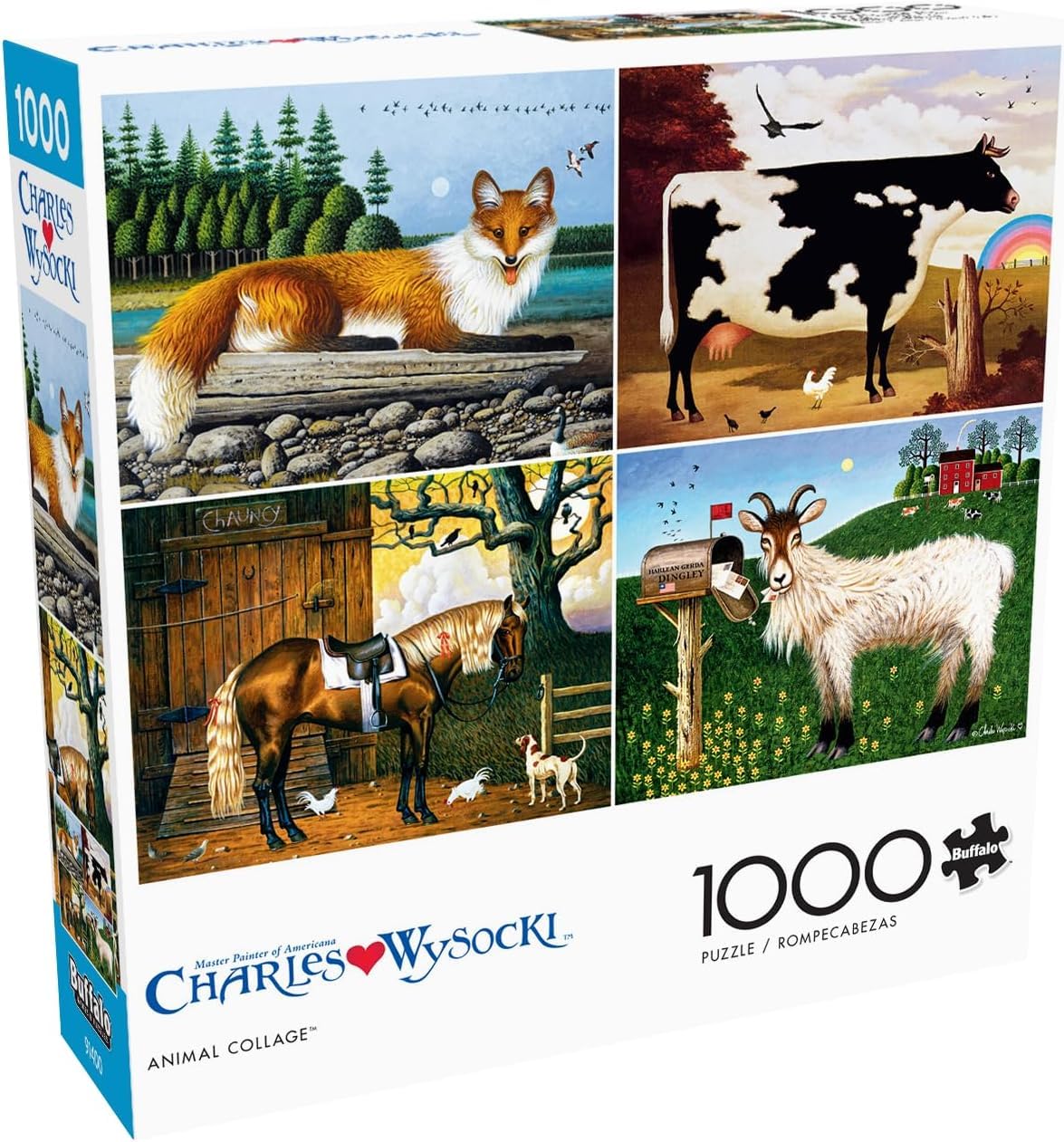 Buffalo Games - Charles Wysocki - Animal Collage - 1000 Piece Jigsaw Puzzle for Adults Challenging Puzzle Perfect for Game Nights - Finished Size 26.75 x 19.75