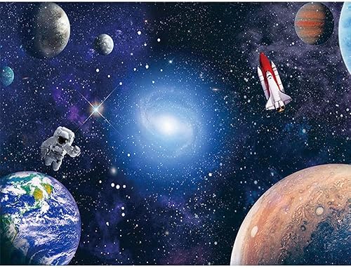 CGXINS Telón de fondo de fotografía del espacio exterior de 8 x 6 pies para bebés, niños, astronauta, decoración de fiesta de cumpleaños, universo,