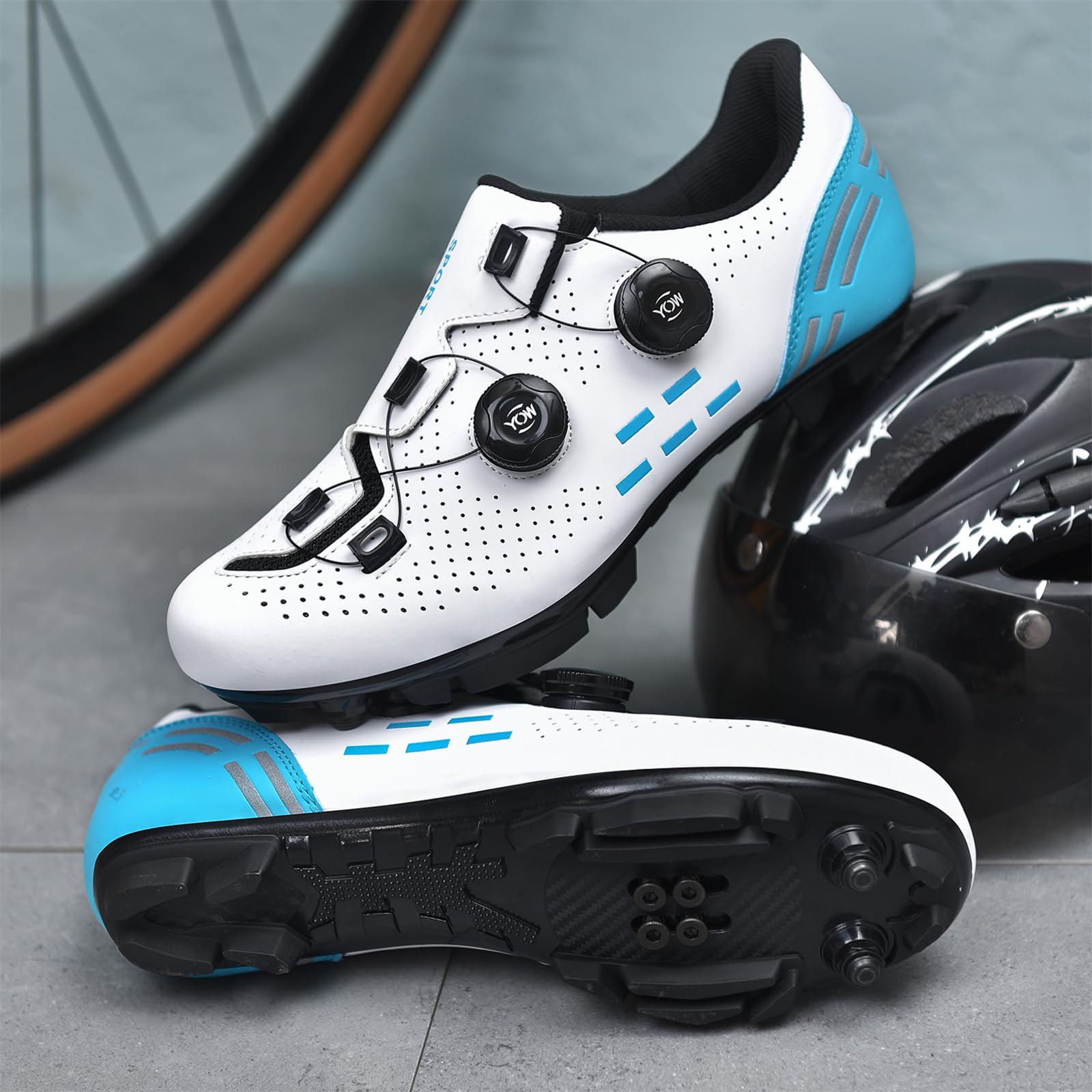 JiuQing Męskie buty na rower górski Buty rowerowe MTB z zatrzaskami SPD Buty rowerowe do jazdy na świeżym powietrzu
