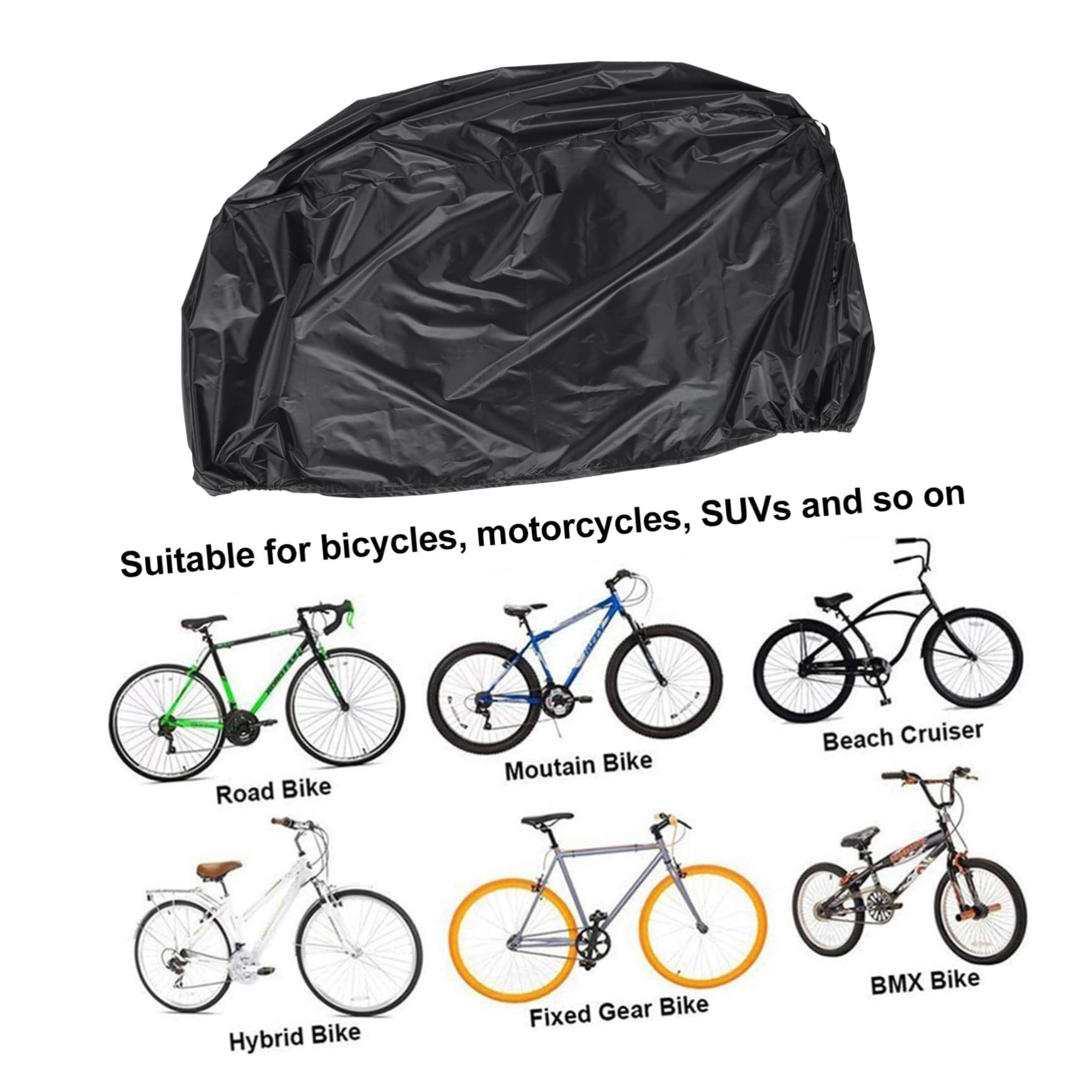 Fahrradabdeckung für Mountainbikes, 210d Oxford Gewebe, Schwarz