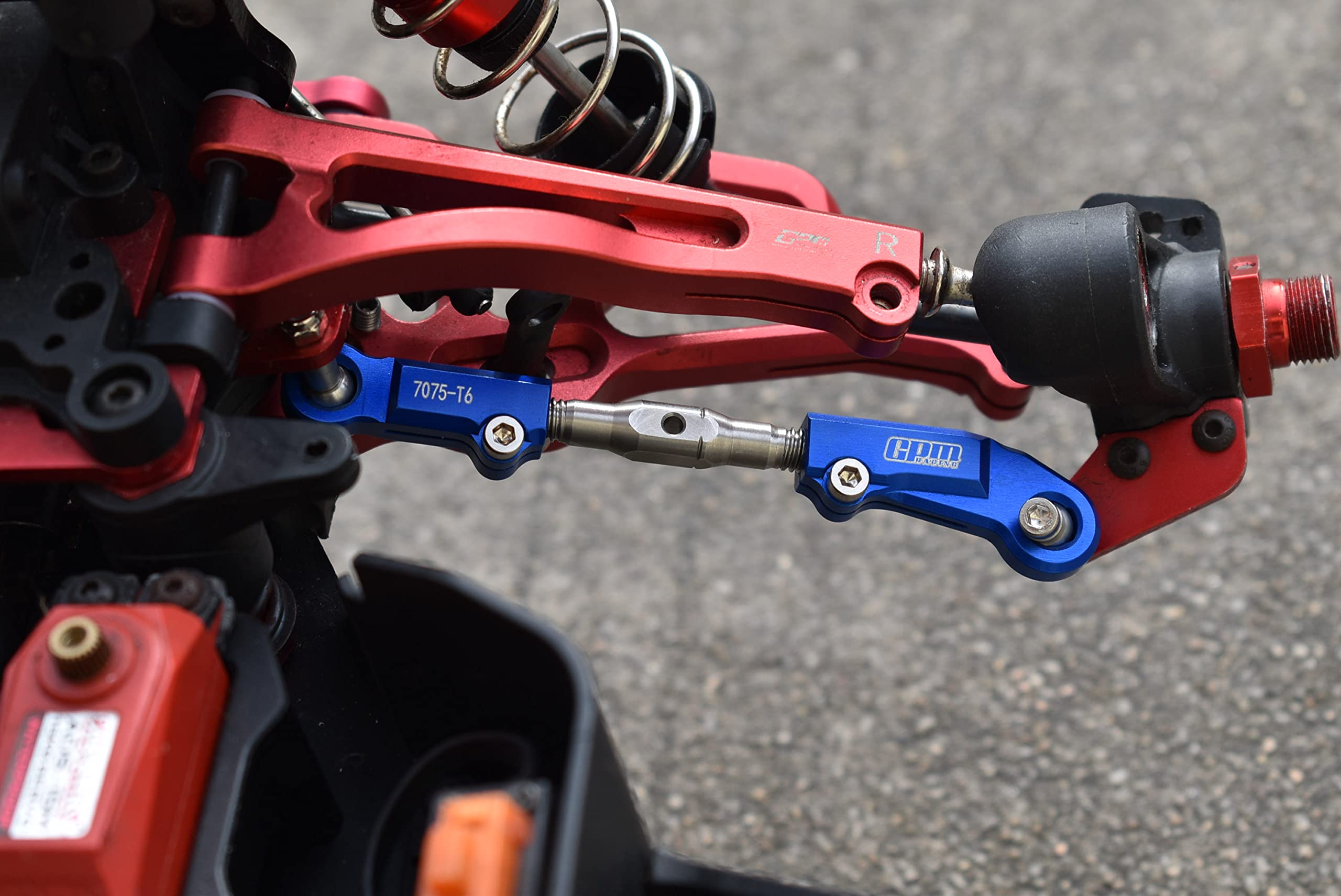 GPM Upgrades Aluminum 7075-T6+Stainless Steel Adjustable Front Steering Tie Rod for 1/7 Mojave 6S BLX Desert Truck (ARA106058T1/T2) & 1/7 Mojave 6S V2 4WD BLX (ARA7604V2T1/T2) RC Cars (Black)