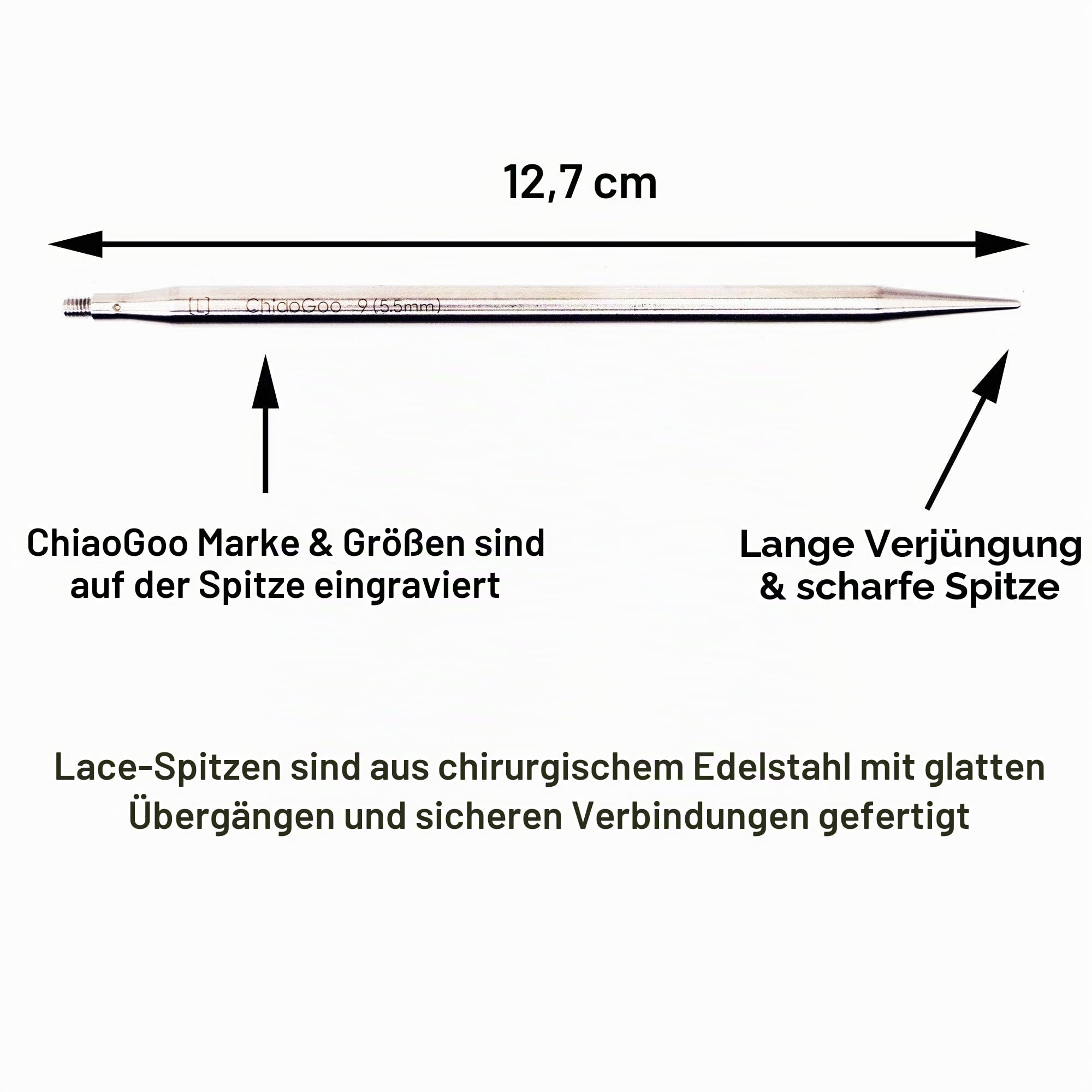 ChiaoGoo Stricknadeln, austauschbare rote Spitze, klein, 12,7 cm, mit 1 Artsiga Craft-Projekttasche 7500-S