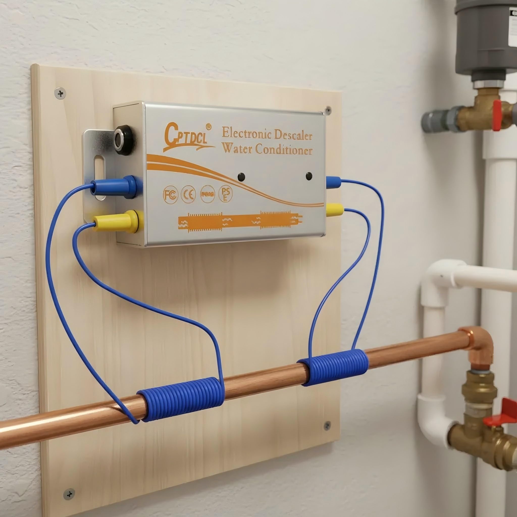 Elektronisches Wasserentkalkungssystem, Salzfreier Entkalker, Reduzierung von Kalkablagerungen, für alle Arten von Hydraulikschläuchen (Silber)