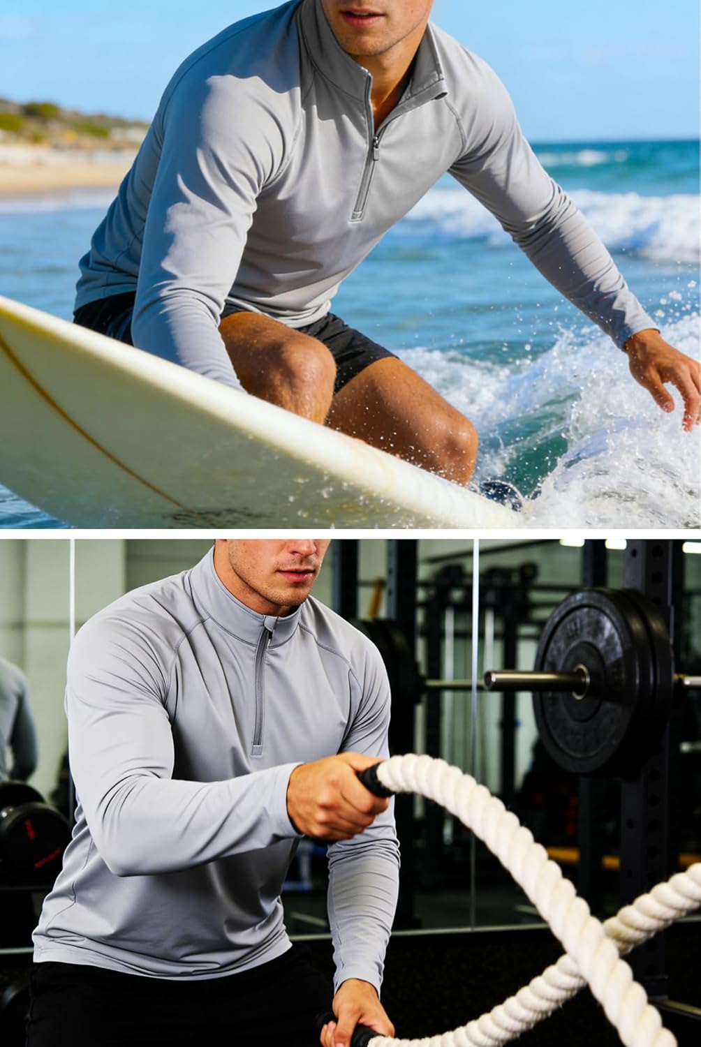 MAGCOMSEN Men's Long Sleeve Sun Shirts UPF 50+ Tees 1/4 Zip Up Fishing Running Rash Guard T-Shirts Outdoor Shirt