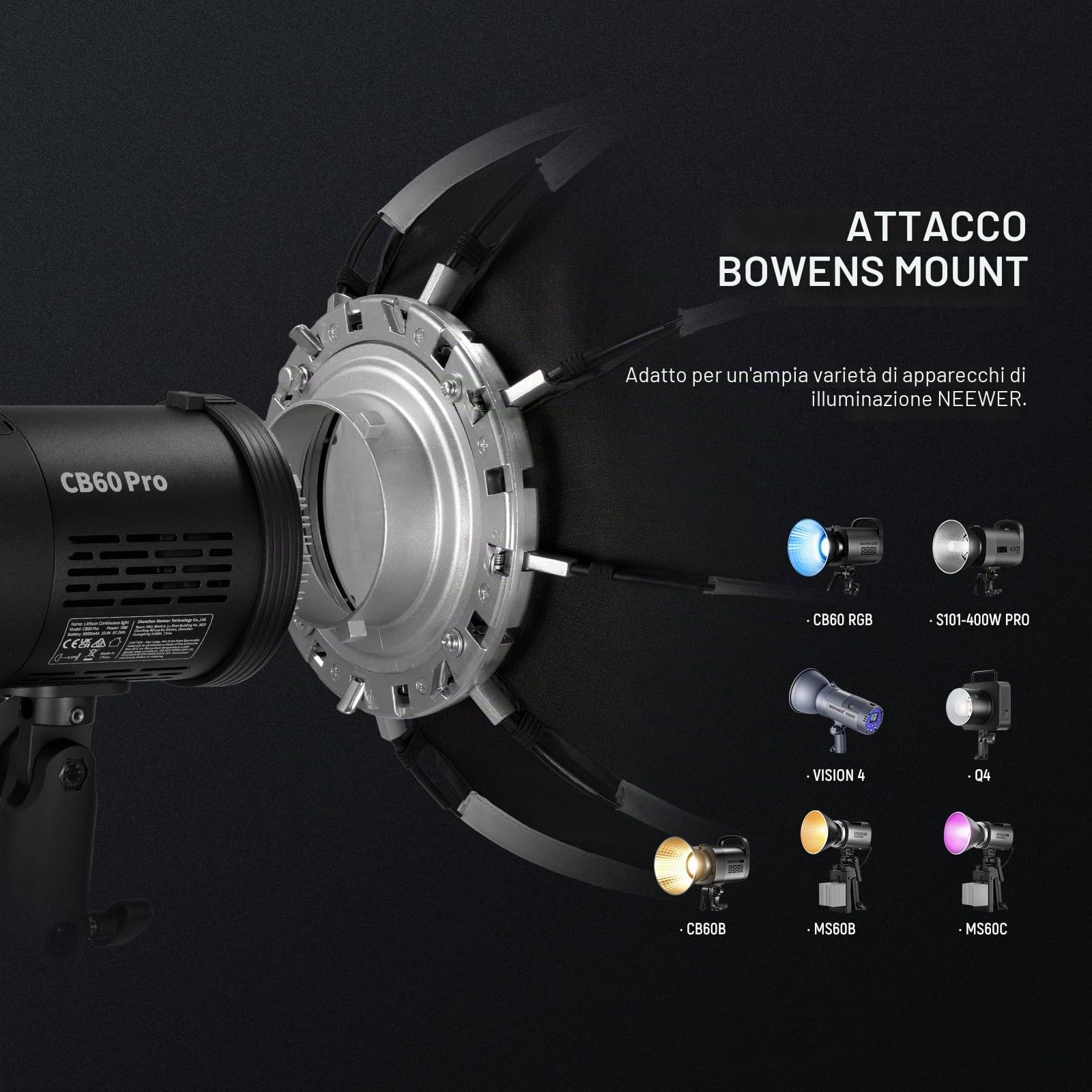 NEEWER 45cm Softbox Ottagonale con Attacco Bowens, Piegatura Rapida con Diffusori/Griglia a Nido d'Ape/Borsa per Q4 RGB CB60 MS60B MS60C MS150B Compatibile con Godox Aputure Luce Video da Studio, NS1P