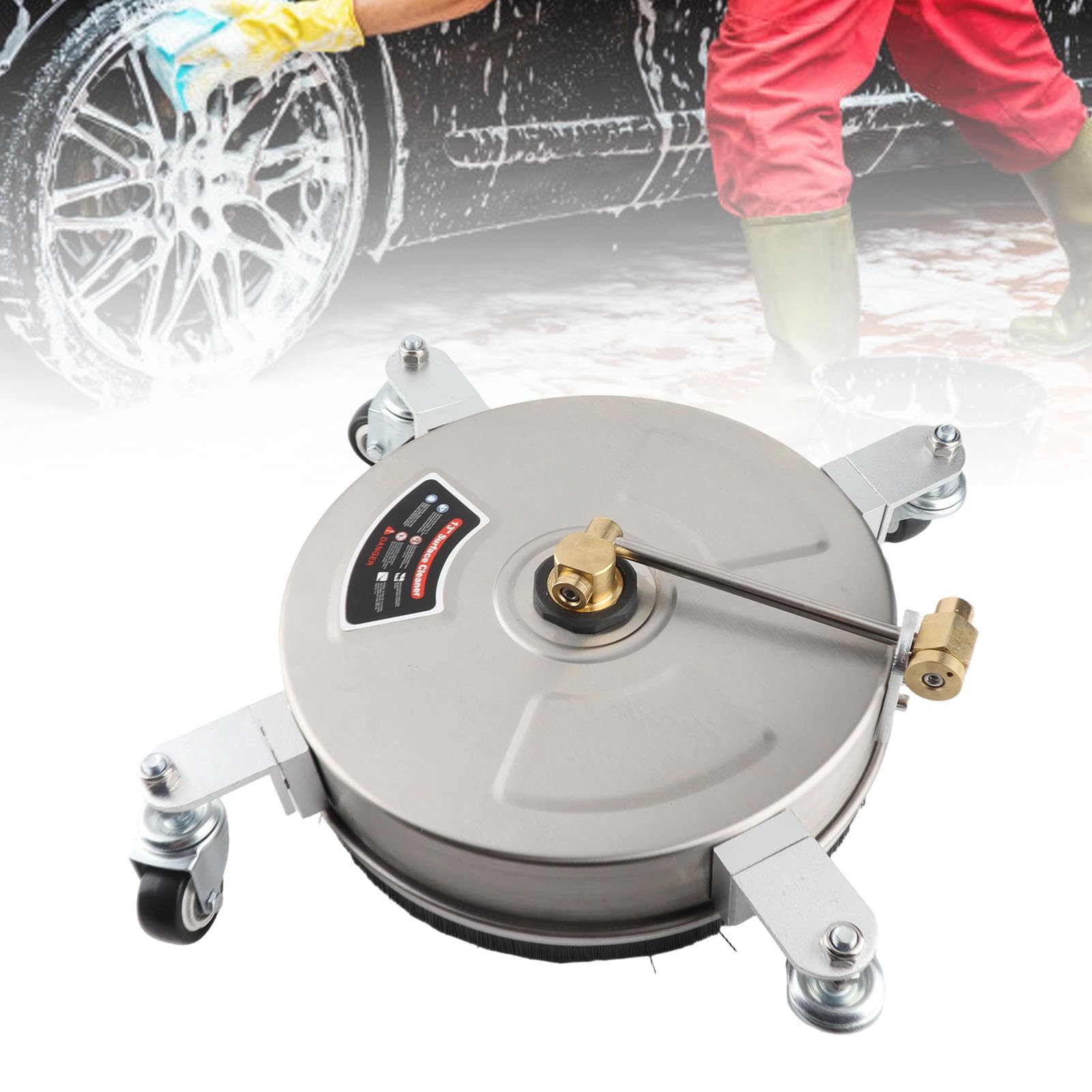 Przystawka do Myjki Ciśnieniowej Podwozia, Dwustronna Myjka Ciśnieniowa 4000PSI Urządzenie do Czyszczenia Powierzchni, Przenośna Myjka z 4 Kołami, Idealna Tarasów, Chodników, Werand i